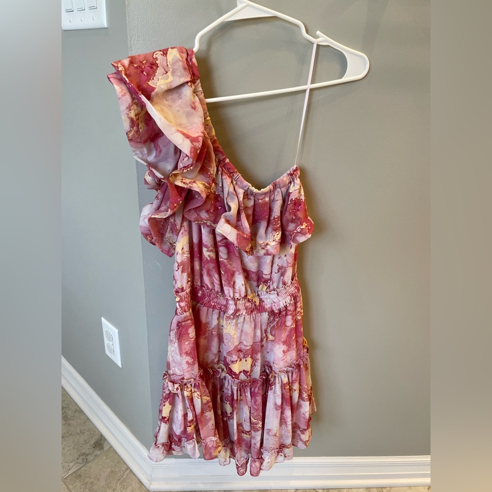One Shoulder Floral Dress
